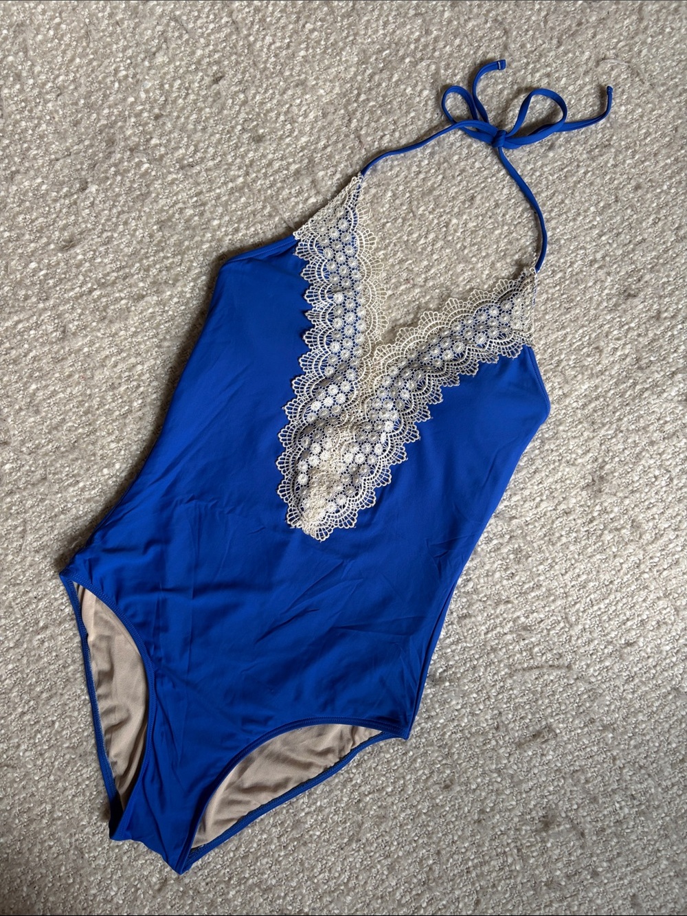 🧜🏼‍♀️ SEA ANGEL WOMENS SIZE SMALL ROYAL BLUE HALTER ONE PIECE SWIMSUIT